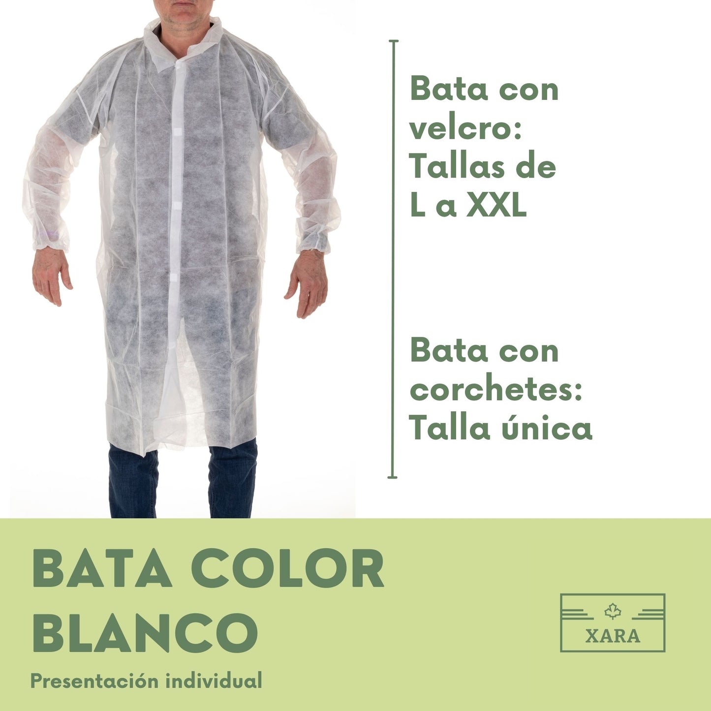 Bata de TNT con Cierre de Velcro - 35 Grs - Pack10